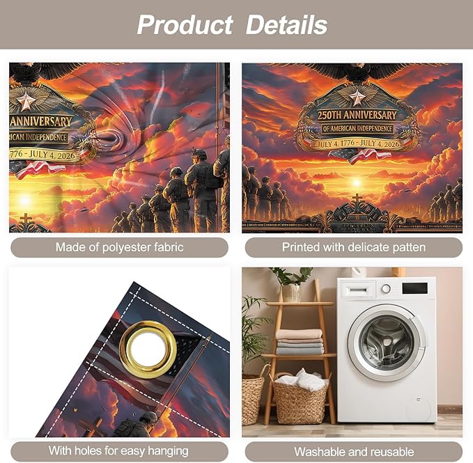 7 * 16FT Eagle flag Garage Door Cover Decorations Independence Day (250th Anniversary Garage Door Banner for Outdoor Indoor Patriot Party Photography Backdrop