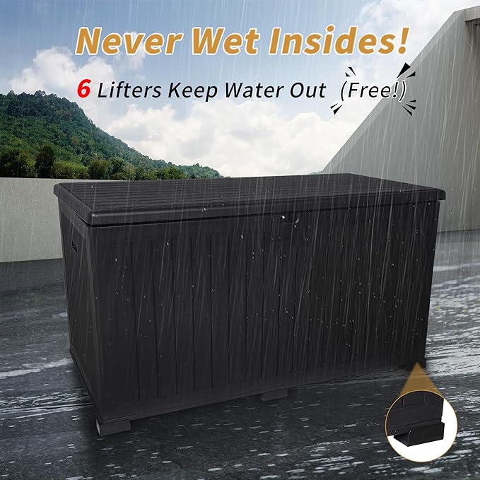 KEIKI 260 Gallon Outdoor Deck Storage Box,Large Lockable All Weather Containers for Patio Furniture Cushions,Pool Accessories,Garden Tools