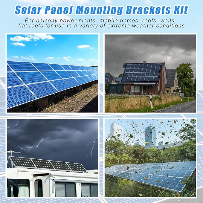20 Pcs Solar Panel Mounting Brackets Kit for 1-9 Pieces Adjustable Aluminum Alloy Mounting Stand Support Photovoltaic Flat Pitched Roof Bracket for Slate, Tile, Cement, Wooden, Tin Roof