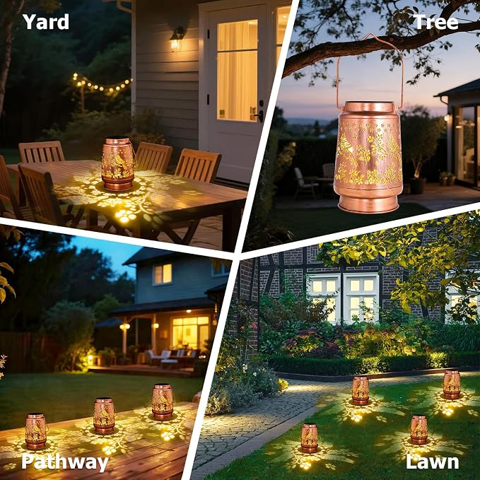 Cardinal Gifts for Woman Mom Cardinal Solar Lanterns Outdoor Waterproof - Metal Hanging Garden Decor with Red Bird, Memorial Sympathy Gift for Grandma, LED Yard Art for Patio Porch Pathway