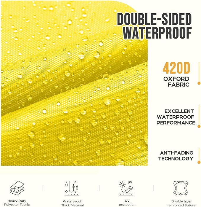 2 Pack Adirondack Chair Cushions, Waterproof & Fade-Resistant Outdoor Rocking Chair Cushion Set, Removable Seat Pads with Ties for High Back Dining or Patio Chairs, Yellow