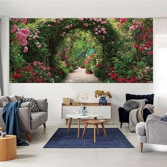 6 * 13FT Summer Garage Door Cover Decorations Flower Garage Door Banner for Outdoor Indoor Summer Party Photography Backdrop