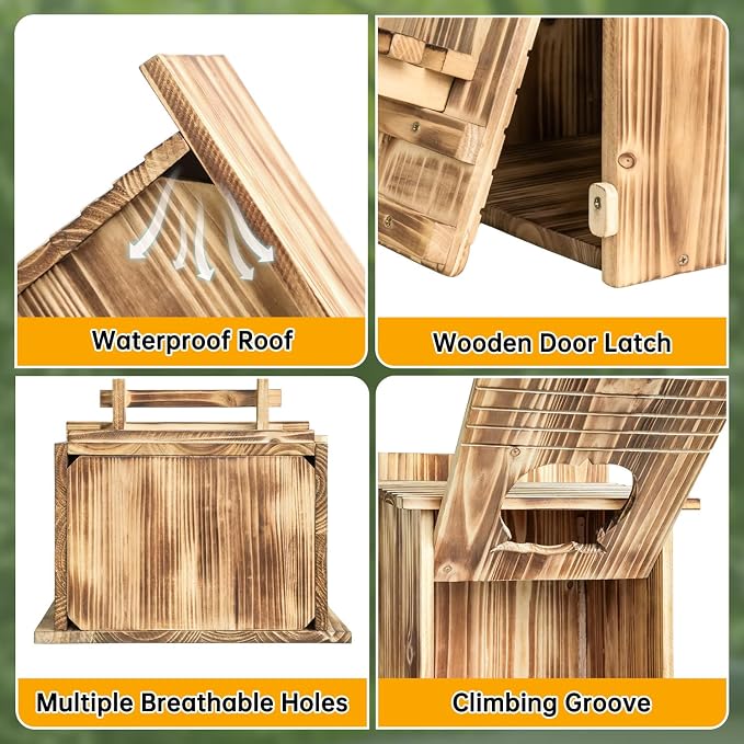 Owl House Bird House for Outside - 14.2×12×7.5 Inch Screech Owl Nesting Box, Owl-Shaped Entrance, Wooden Bird Box, Easy to Install, Ideal for Backyard Birding & Wildlife | Owl-Shaped Entrance, Wooden Bird Box, Easy to Install, Ideal For Backyard Birdin...