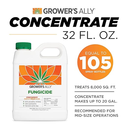 Grower's Ally Fungicide for Plants Concentrate - Indoor Outdoor Plant Fungicide Treatment Control for Powdery Mildew, Alternaria Blight, Rot, Fungus - Trusted by Cultivators - 32 Oz, Makes 20 Gallons