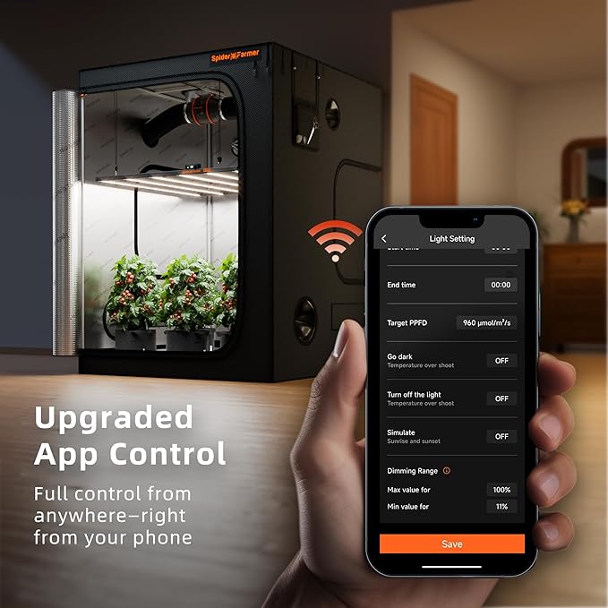 Spider Farmer SE7000 730W LED Grow Light, 5x5ft Coverage, Full Spectrum Dimmable Bar Style, Smart App Control & Daisy Chain, Commercial & Vertical Farming Growing Lamps