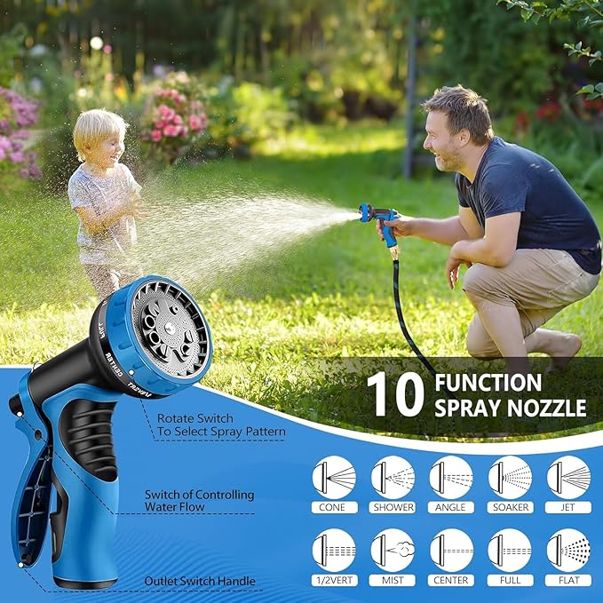 50 FT Non-Expandable Garden Hose, 2026 New Upgraded Flexible Water Hose, Ultra Lightweight Non-Expanding hoses with 10 Function Sprayer, Leak proof, Pressure Resistant for Yard, Outdoor