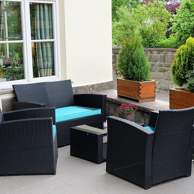 3 Pcs Outdoor Cushion Covers Patio Cushion Replacement Covers 2 Covers 18 x 18 x 2 and 1 Cover 42 x 18 x 3 for Patio Furniture Outdoor Washable Water Resistant for Couch Garden Sofa (Teal Blue)