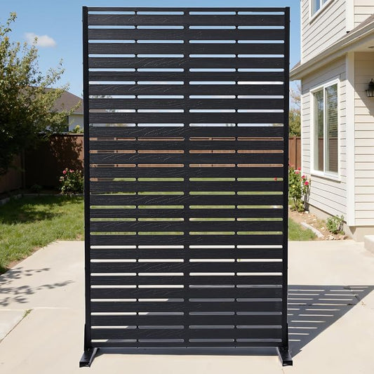 Privacy Screen Outdoor Privacy Panel with Stand, 60" Hx35 W HDPE Decorative Freestanding Privacy Fence with Louver Pattern 5 Panels, Patio Divider Screen, Privacy Screens for Outside,Balcony