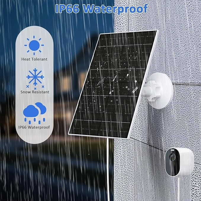 FUTUREZEN 6W Solar Panel for Arlo Camera, Solar Charger Compatible with Arlo Essential 2K (2nd Gen), Essential XL & Spotlight Cameras, USB C & Micro USB Plug, IP66 Waterproof, 9.8ft Cable