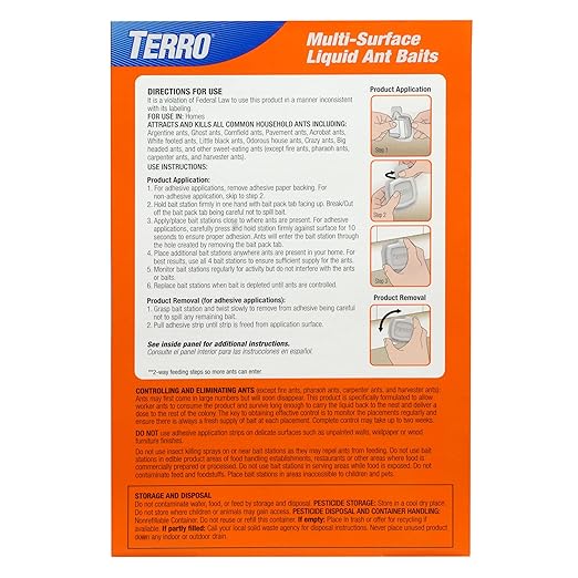TERRO Indoor Liquid Ant Baits with Adhesive Strips for Discreet Baiting - TERRO Ant Trap and Bait Station - 8 Pack - T334SR