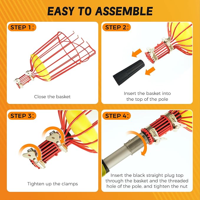 5-20FT Fruit Picker Pole Tool, with Basket Long Handle Adjustable Telescoping Pole, for Mango, Apple, Lemon, Orange, Avocado Fruit Tree Picking