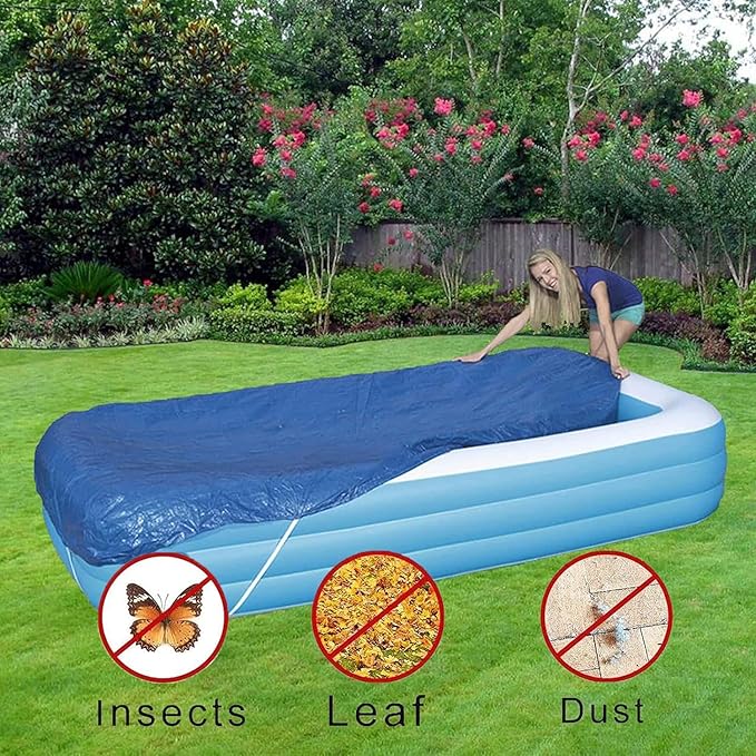 Rectangular Pool Cover, Fits 120 in x 72 in Inflatable Swimming Pool, Above Ground Pool Covers, Inflatable Pool Cover for Outdoor Paddling Family Pools (Swimming Pool Cover)