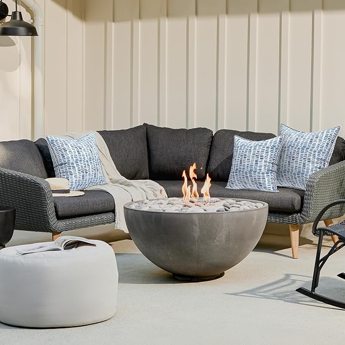 LVTXIII Outdoor Throw Pillows 20x20 Patio Waterproof Square Pillows with Piping Fade Resistant Accent Pillow for Spring Summer Garden Decoration, Set of 2, Pebble Blue