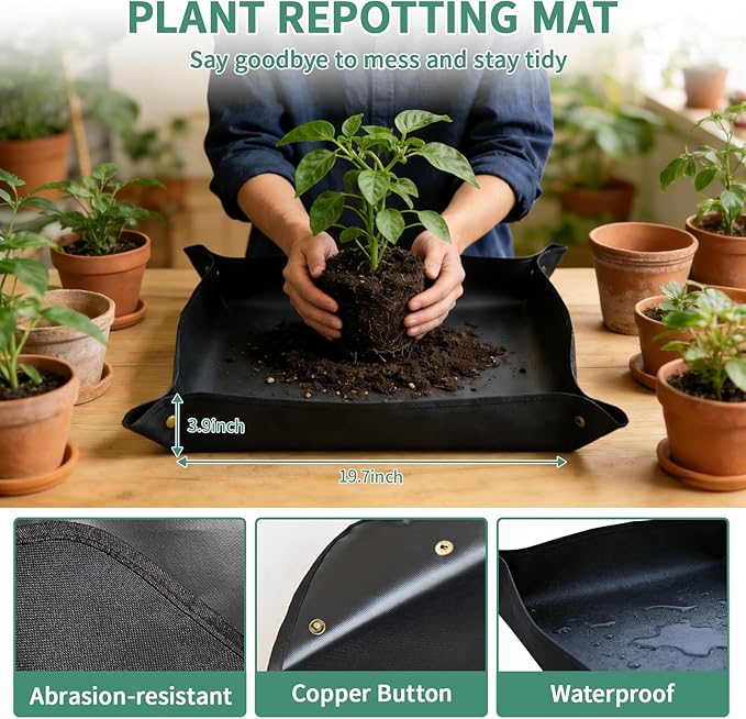 Gardening Tools, Garden Hand Tools for Gardening with Kneeling Pad, Shovel, Pruning Scissors, Repotting Mat, Gloves & Storage Tote Bag, 10Pcs Garden Set Kit Accessories for Women Men