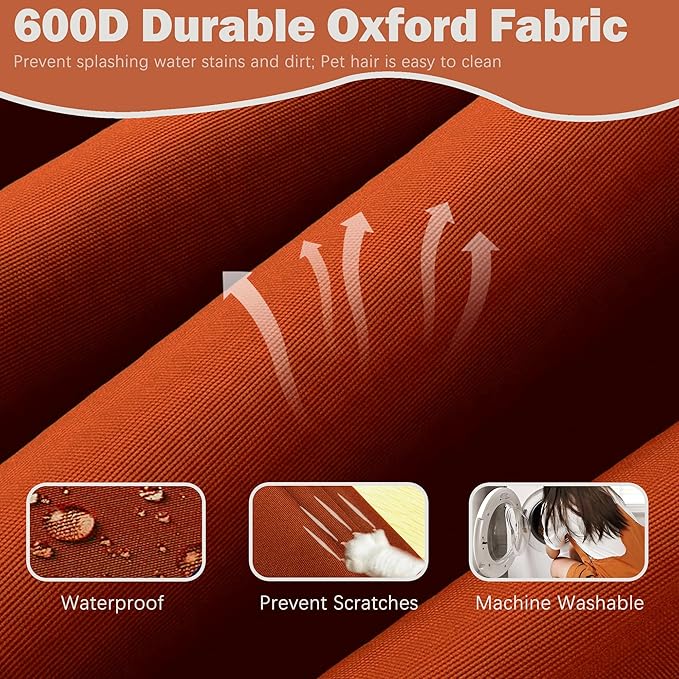 Sqodok Patio Cushion Covers, Waterproof Outdoor Cushion Covers Replacement, Patio Cushion Seat Slicovers for Sectional Sofa, Chair, Outdoor Wicker Patio Sofa (Spice, 21"x19"x3"-4 Pack-Cover ONLY)