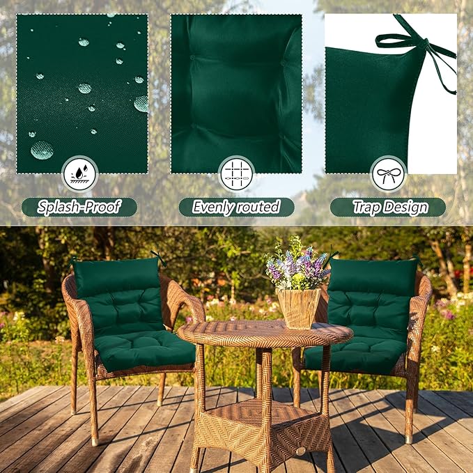 Sintuff 4 Pcs 44 x 21 x 4 Patio Chair Cushions Outdoor Chair Cushion Seat/Back Tufted Pillow with Ties Water Resistant Replacement Indoor Patio Furniture Outdoor Furniture (Solid Color,Teal)