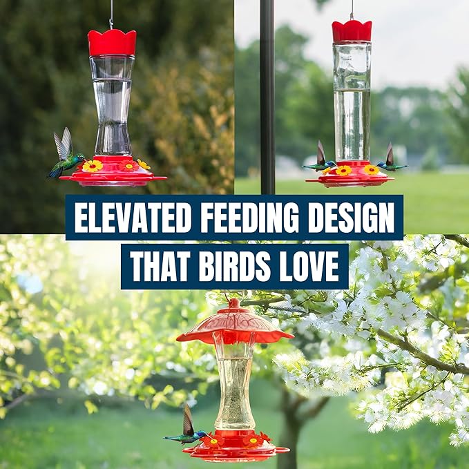 MEKKAPRO Humming Bird Feeder Replacement Flowers, 18 Flowers Replacement Set with 2 Cleaning Brushes, Hummingbird Feeder Replacement Parts (9 Red and 9 Yellow)