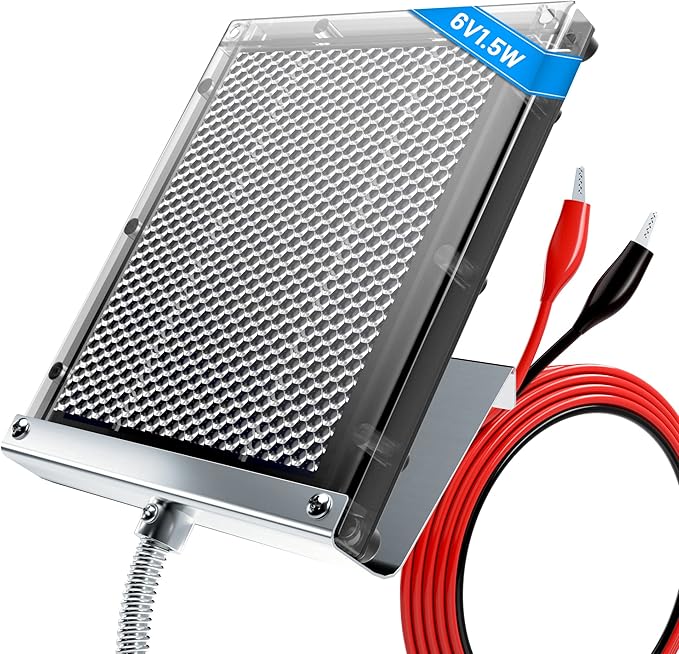 POWOXI Solar Panel for Deer Feeder 6V 1.5W Waterproof Solar Battery Charger with Mounting Bracket Alligator Clip Game Feeders Solar Panel 6 Volt