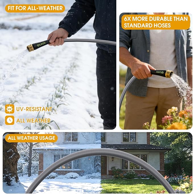 Garden Hose 75 FT, Non-Expanding Water Hose, Ultra-Light & Flexible, Burst-Resistant, Kink-Free, High-Pressure Garden Hose All-Weather Use for Lawns, Gardens, and Outdoor Cleaning