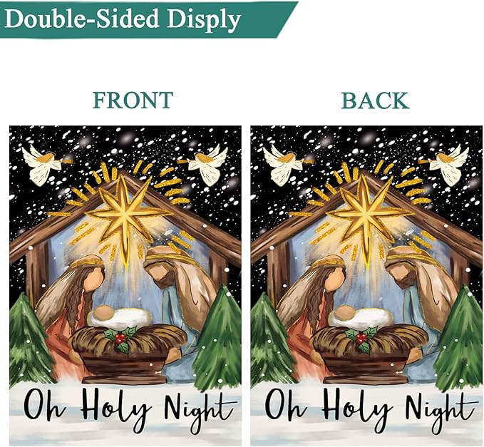 Christian Seasonal Garden Flags Set of 12 Double Sided 12 x 18 Inch Cross Yard Flags, Small Flags for Outside, Fall Winter Easter Christmas Outdoor Flags, Holiday Garden Flags for All Seasons ﻿
