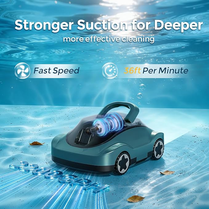 C5 Cordless Robotic Pool Cleaner with 180-Min Runtime, 2.7L Large Filter Basket & Self Parking, Pool Vacuum for Above-Ground Flat Pools up to 2200 Sq.Ft