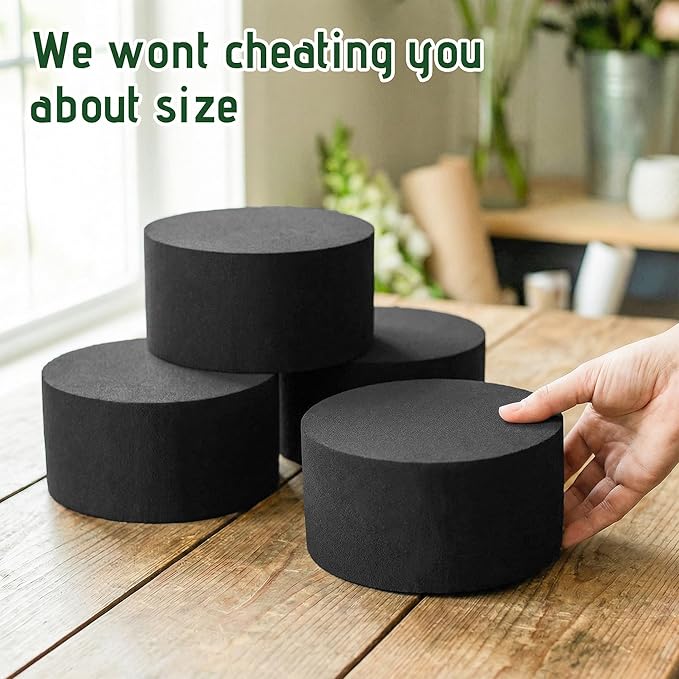 Reusable Floral Foam Round Blocks,Black Flower Foam Round for Artificial & Dried Flowers, Dry Floral Foams Styrofoam for Artificial Flowers (8 Pack, 5")