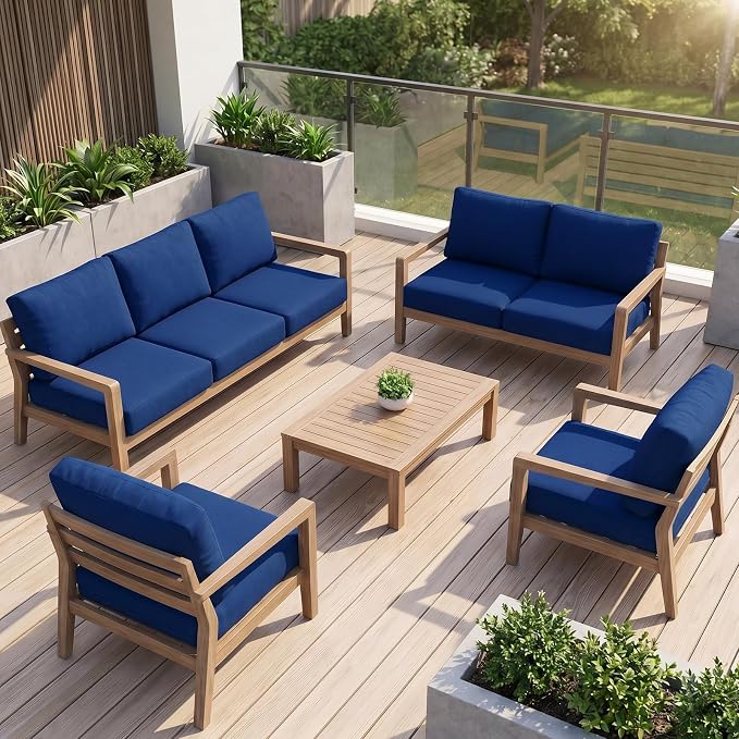 pickyNproud 14Pcs Patio Cushion Covers Stretch Outdoor Couch Cushions Slipcovers Replacement Washable Furniture Protector with Elastic Bottom Sofa Chair Seat Cover, Navy Blue