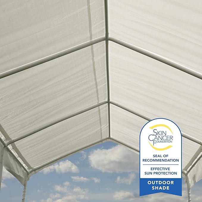 ShelterLogic 10' x 20' AG Replacement Canopy Cover for Outdoor Animal Shelter with 1-3/8" Max AP Frame, UPF 50+, 100% Waterproof Outdoor Storage Shed Cover, White