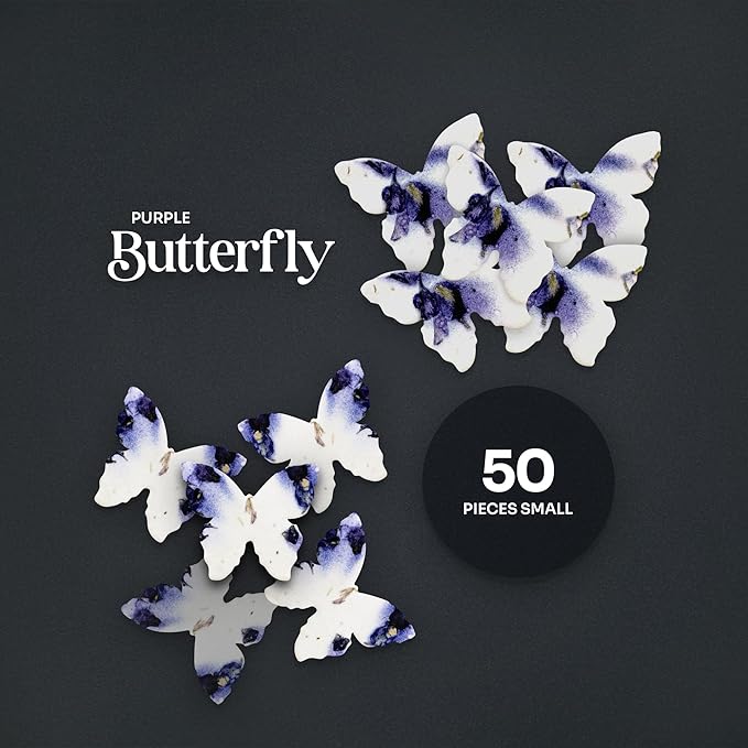 50pcs Small Purple Butterfly Seed Paper – Writable & Plantable Wildflower, Mom's Gift for Mother’s Day, Use for Wedding, Baby Shower, Party Favors & Easter Decorations