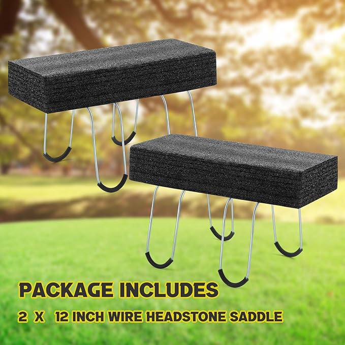 Juexica 2 Pcs Headstone Flower Saddle with Floral Foam 12 Inch Rustproof Galvanized Wire Gravestone Saddle Cemetery Flower Holder for Graves Tombstone Outdoor Floral Arrangement Decorations, Black