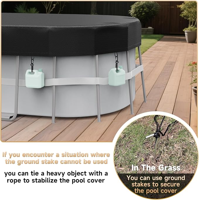 LXKCKJ 7x13 FT Pool Cover for Above Ground Pools, Rectangular 420D Oxford | 10000PA Waterproof, 100MPH Windproof, Tear-Resistant, UPF50+ UV Protection,Cuts Evaporation, for Oval /Rectangular Pool