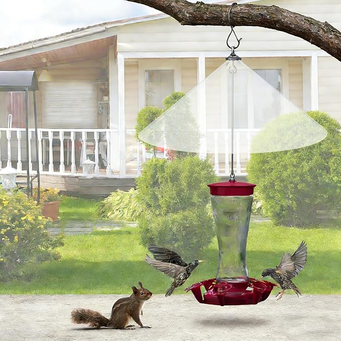 19 Inch PP Squirrel Baffle for Outdoor Bird Feeders - Hanging Bird Feeder Umbrella Guard, Squirrel Proof Protector for Shepherd Hooks & Poles, Transparent, 1 Pack