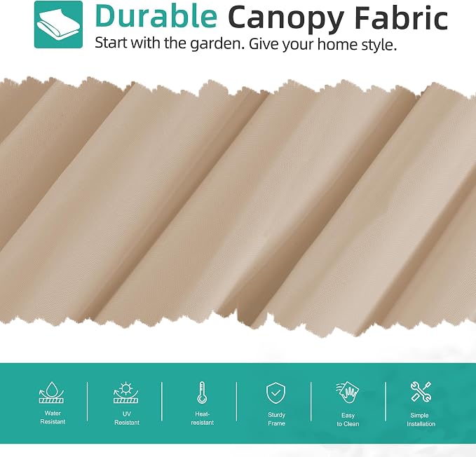 Shintenchi Offset Patio Umbrella with Easy Tilt Adjustment,Crank and Cross Base, Outdoor Cantilever Hanging Umbrella, Sunshade Free Standing Canopy, Khaki