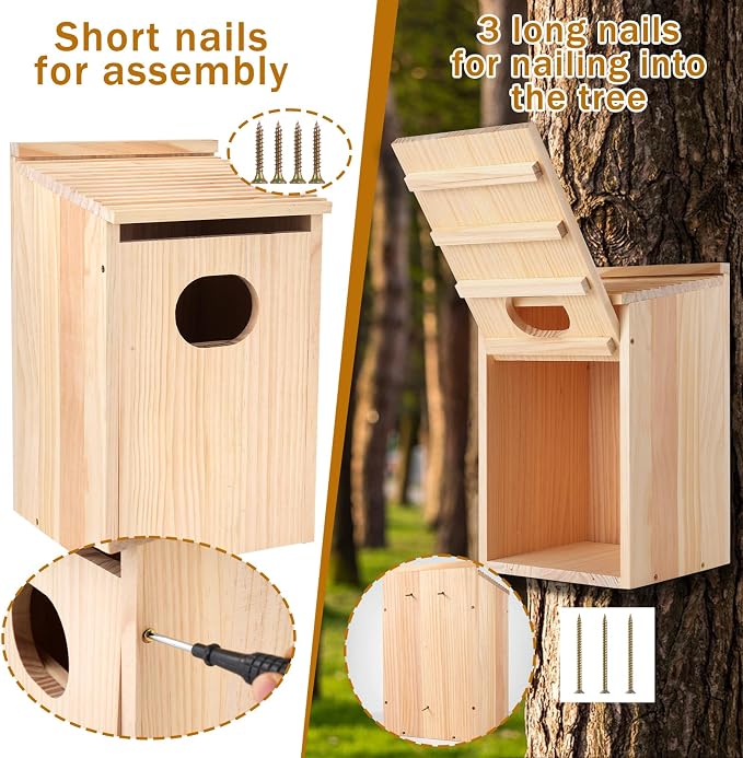 Pine Wood Duck House 17x10x10 Inches Outside Wood Shelter and Nesting Box for Hooded Mergansers and Wetland Ducks