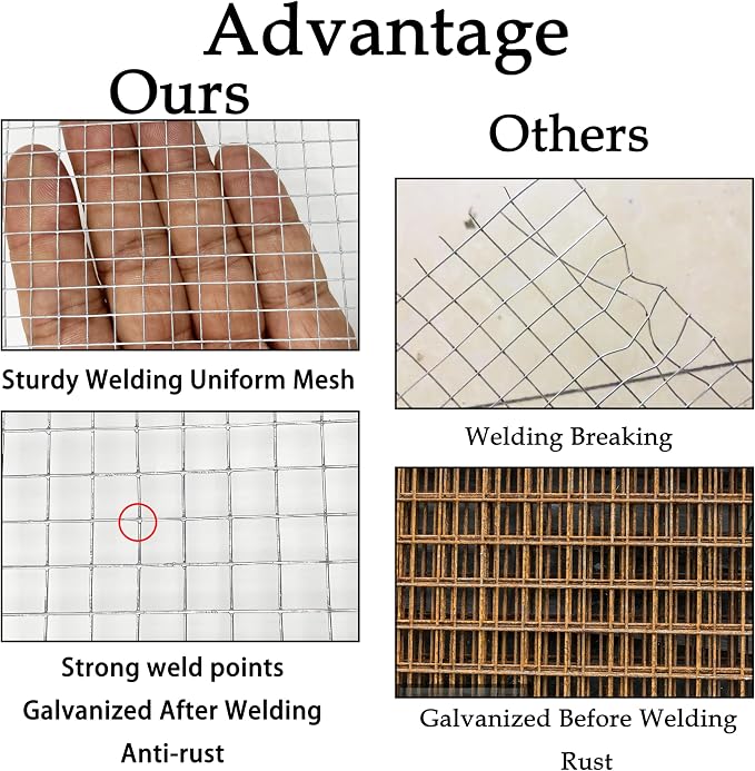 Hardware Cloth 1/2 inch 48" x 100ft, 19 Gauge Hot-Dip Galvanized After Welding — Heavy Duty Welded Wire Mesh Roll for Chicken Run, Rabbit Fence, Garden Protection, Poultry Netting | Hot-Dip Galvanized After Welding