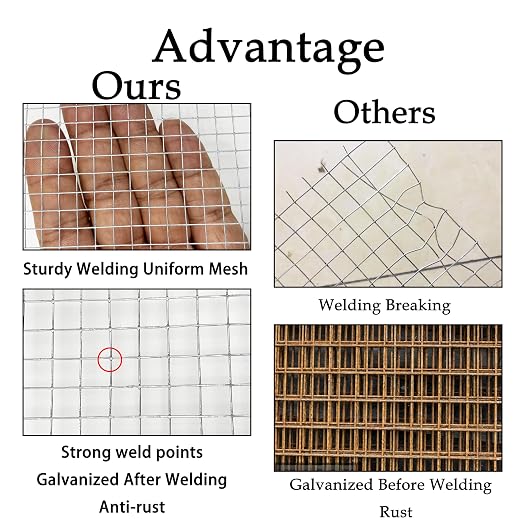 19 Gauge Hardware Cloth 1/2 inch 48" x 100',Hot-Dipped Galvanized After Welding Wire Mesh Screen Roll,Heavy Duty Chicken Wire Fence for Poultry Coop, Garden Protection, Gopher Barrier, Tree Guard