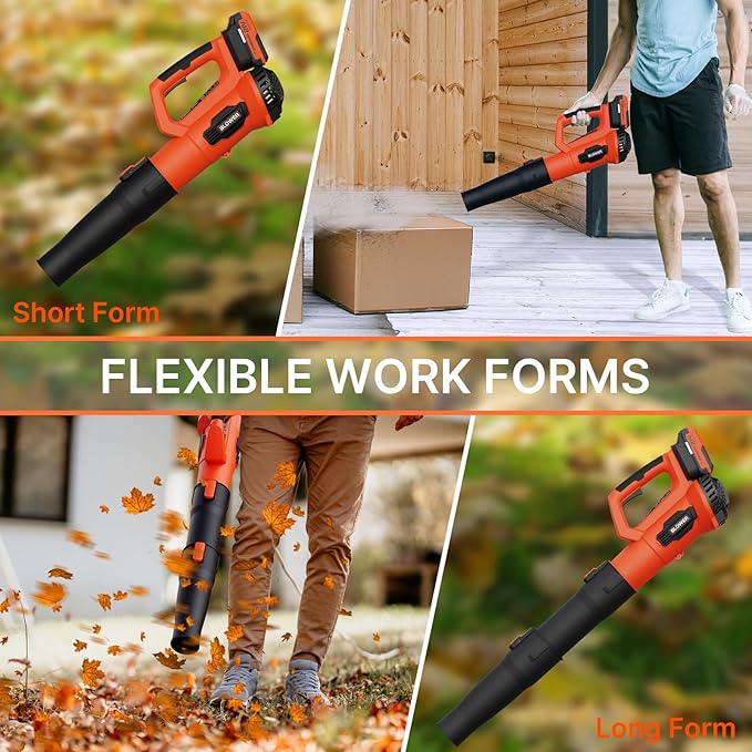 LEAPUL Leaf Blower Cordless, 21V Electric Leaf Blower with 2×2.0Ah Batteries & 1 Fast Charger, Lightweight Battery Powered Blower for Lawn Care, Patio Cleaning