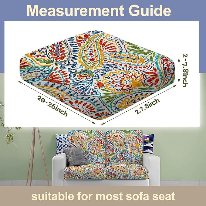 BBSET 8 Pcs Paisley Patio Sofa Cushion Cover Stretch Outdoor Sofa Seat Cushions Cover Indoor Replacement Couch Chair Slipcover Flexibility (Paisley)