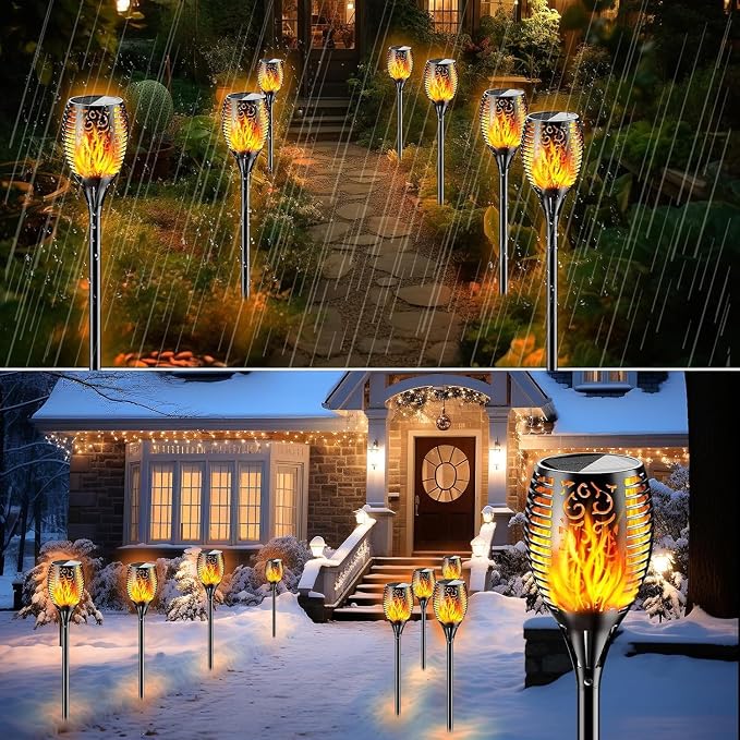 YoungPower Large Solar Torch Lights Flickering Flame, Fire Effect Garden Light Outdoor Waterproof Pathway Landscape Decoration for Patio Balcony Pool, 4 Pack