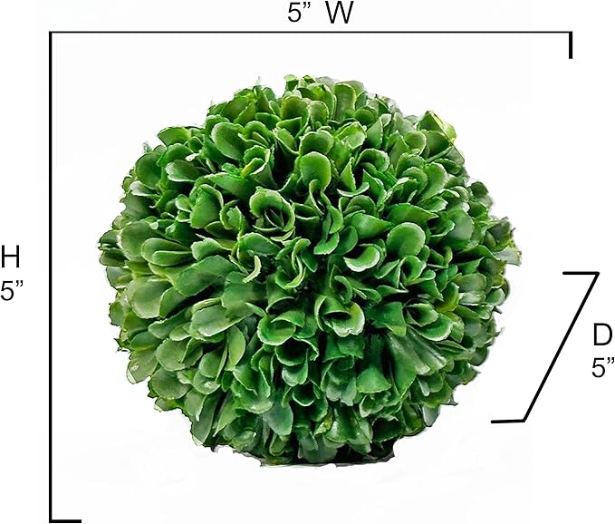Admired by Nature 3pcs 5" Ball Topiary Plants Artificial Boxwood Topiary Faux Topiaries Artificial boxwood balls for pots for Wedding Decoration, Home Decor, Office Desk, Front Porch Indoor & Outdoor