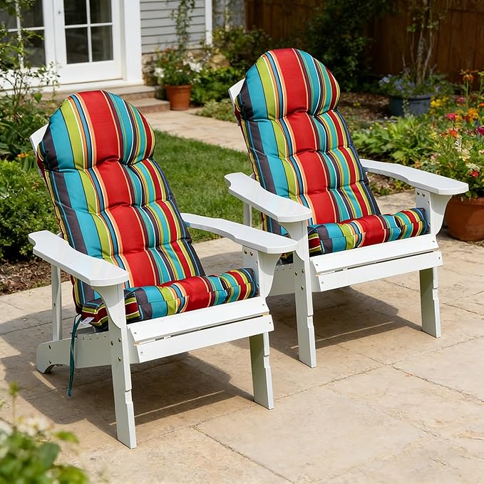 Enipate Weather Resistant Adirondack Chair Cushions High Back Indoor Outdoor Patio Tufted Lounge Cushion Seat Pads