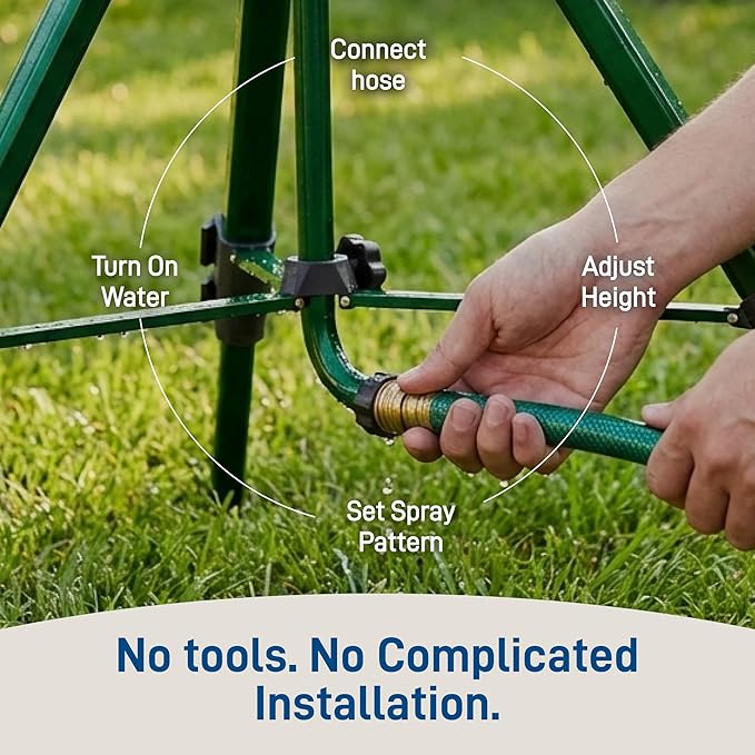 Orbit 56667Z Tripod Lawn Zinc Impact Sprinkler - 360 Degree Rotating Sprinkler