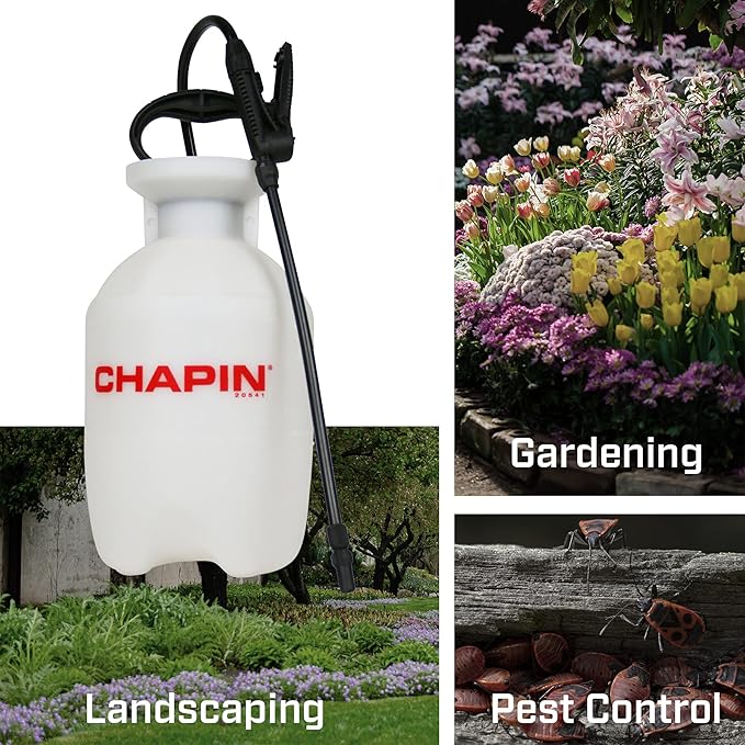 Chapin 20541 Pump Sprayer, 1‑Gallon, Foaming, Lawn & Garden, Translucent Poly Tank, Adjustable Nozzles, Anti‑Clog Filter, 12" Wand & 34" Reinforced Hose for Weed, Pest & Fertilizer Applications