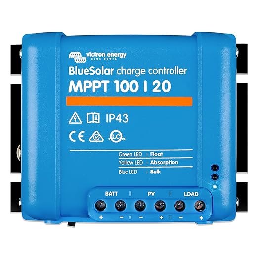 Victron Energy BlueSolar MPPT Solar Charge Controller - Charge Controllers for Solar Panels - 100V, 20 amp, 48-Volt