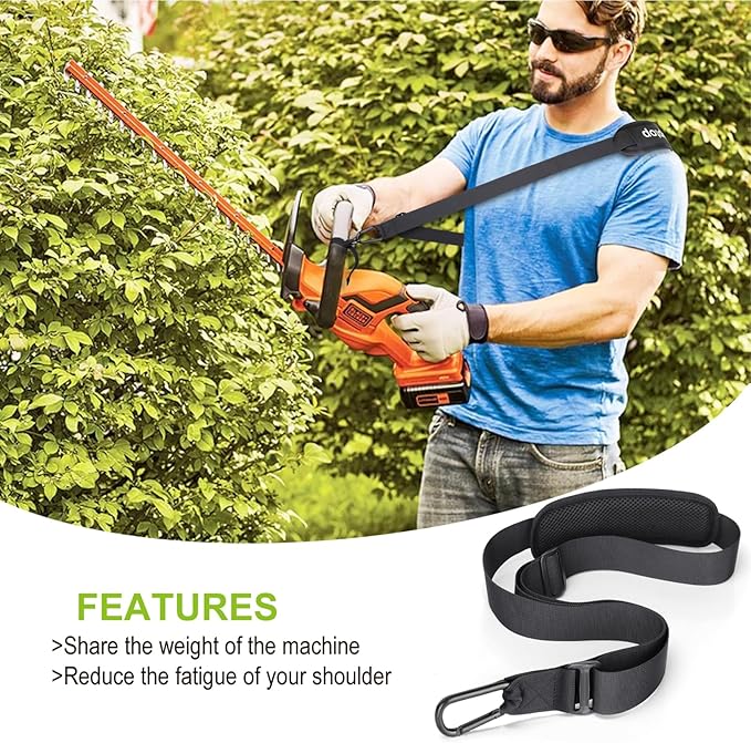 Trimmer Strap for Weed Eater Shoulder Strap Harness [Upgraded Metal-Clip], Compatible with EGO/Greenworks String Trimmer, Leaf Blower, & Shrub Trimmers
