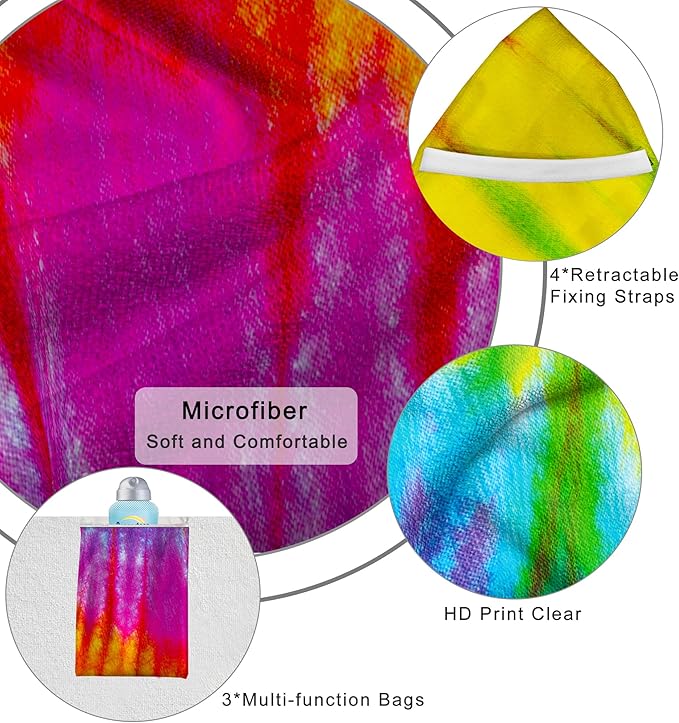 Lounge Chair Towel Cover, Tie Dye Style Chaise Lounge Cover (Pack of 2), Beach Chair Covers with Pockets for Pool Sunbathing Beach Garden Courtyard Outdoor Trips, 85 x30 in, Rainbow Red