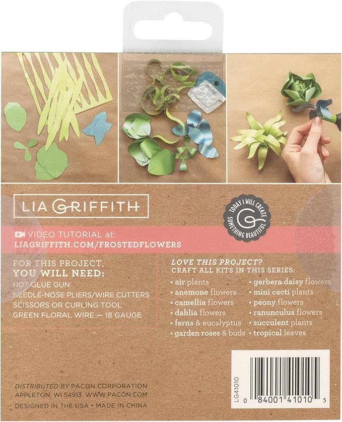 Lia Griffith Succulent Frosted Paper Plants, 6" x 6.5", Colors may vary, 23 Count