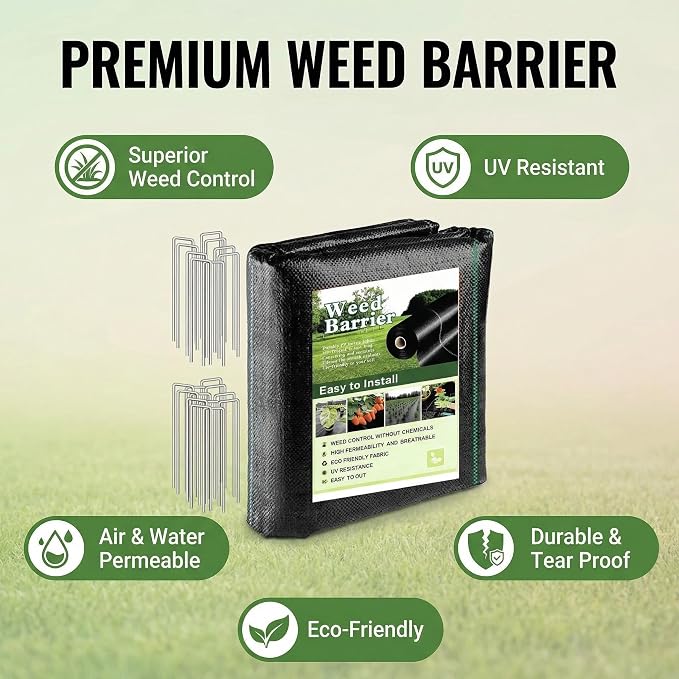 3FTx50FT Weed Barrier Landscape Fabric Heavy Duty, Weed Block Gardening Ground Cover Mat, UV Resistant Permeable Weed Control Cloth for Garden, Flower Bed, Yard, Commercial Driveway Fabric