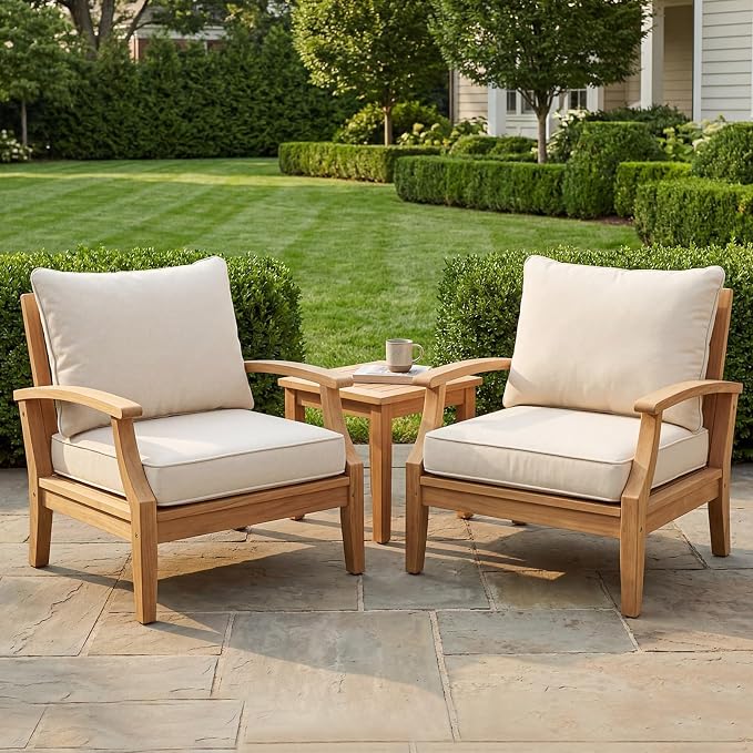 4-Piece Outdoor Patio Cushion Covers, Seat & Back Replacement Set, Covers Only for Patio Furniture, Porch, Deck, Balcony (4Pcs-Beige, 24 * 24 * 4-inch)