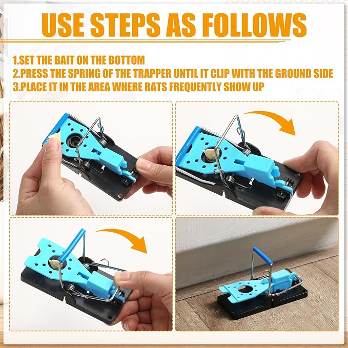 24 Pcs Mouse Traps Plastic Mice Trap House with Blue Detachable Quick Sensitive Effective Mouse Trap Safe Reusable Sanitary Mice Traps for House, Garage, Outside
